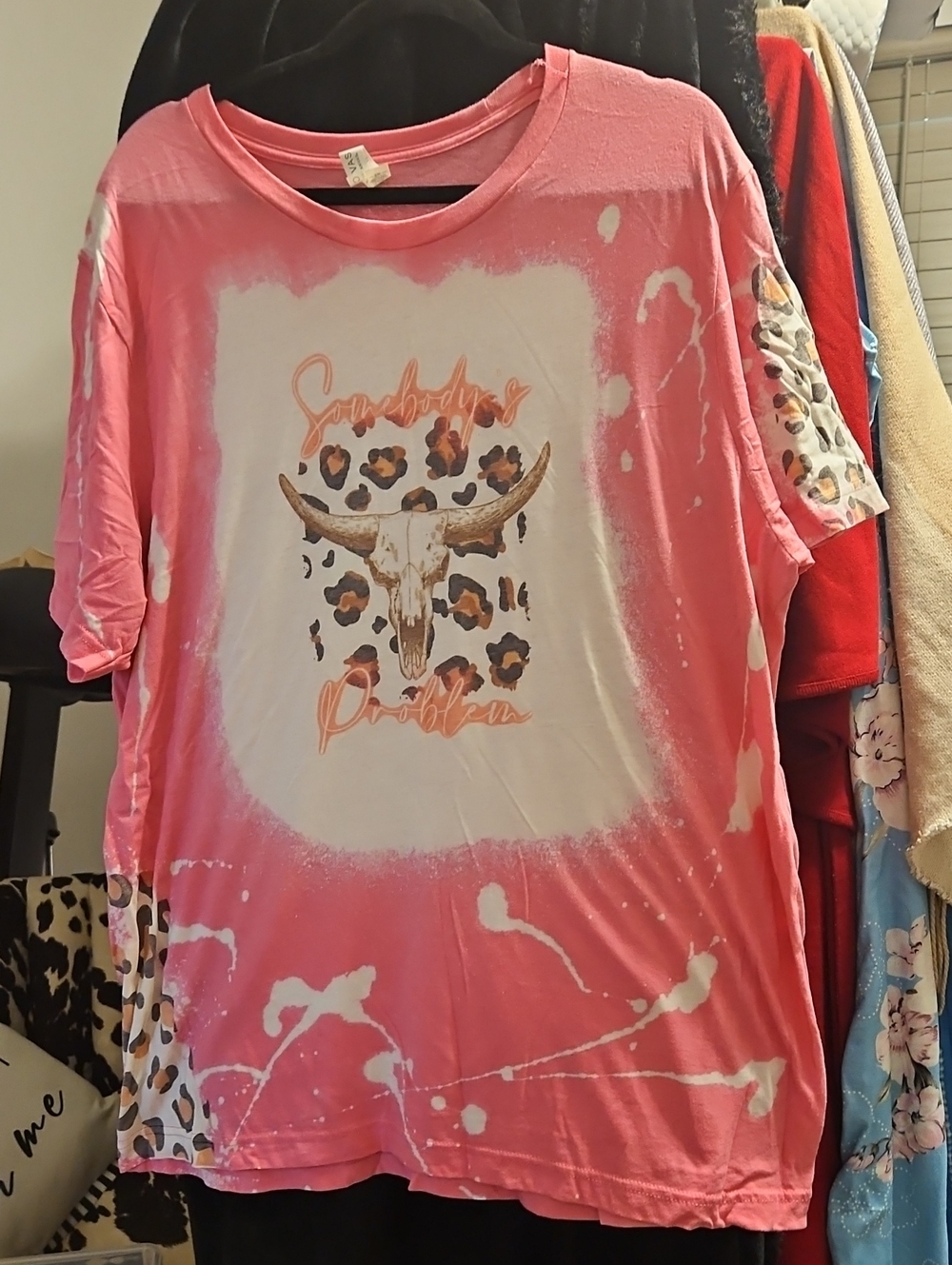 Bella Canvas Pink Tie-Dye Short Sleeve Tee with Leopard Skull Graphic